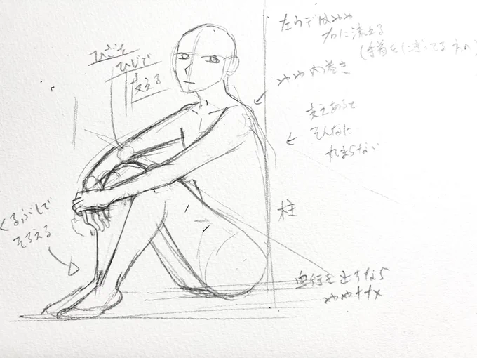 ルックバックに影響受けてスケッチブックを買い、とりあえず「だらっとしたポーズカタログ5 和装の男性」のポーズを模写しながら絵力を養っているけど、どうしても太もも🦵がめっちゃ太くなってしまう…
そんな癖はないのに…! 