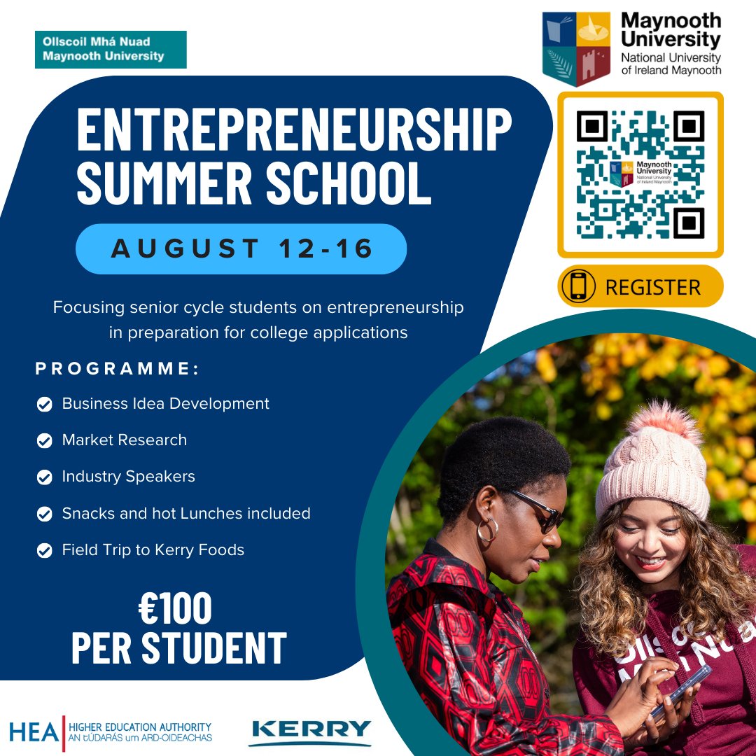 Maynooth Business (@mu_business) on Twitter photo โฐ Registration for our Entrepreneurship Summer School <a href="/MaynoothUni/">Maynooth University</a> is open!
๐ Our packed programme will explore many aspects of running your own business
๐โฌ100 per student
๐งโ๐ณSnacks + Lunches incl.
๐ Field trip to <a href="/WeAreKerry/">Kerry</a> in Naas!
โ๏ธ bit.ly/MaynoothSS to register! โฐ Registration for our Entrepreneurship Summer School <a href="/MaynoothUni/">Maynooth University</a> is open!
๐ Our packed programme will explore many aspects of running your own business
๐โฌ100 per student
๐งโ๐ณSnacks + Lunches incl.
๐ Field trip to <a href="/WeAreKerry/">Kerry</a> in Naas!
โ๏ธ bit.ly/MaynoothSS to register!