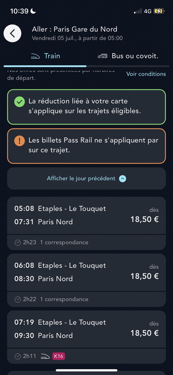 kekjm's tweet photo. @TERHDF Bonjour,

J’ai acheté le Pass, l’application indique que celui ci n’applique pas sur ce trajet 

Pourriez vous m’expliquer et apporter une confirmation ? https://t.co/CoXeuqBSQX