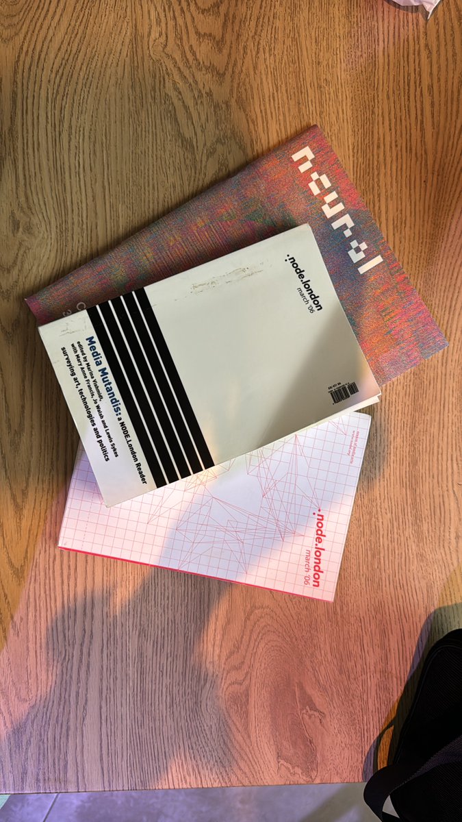 I got some great reading material for the coming weeks! The wonderful <a href="/_neural/">Neural</a> celebrating its 30th and the very inspiring node.london (nodel.org) catalogue. #mediaarts #digitalarts
