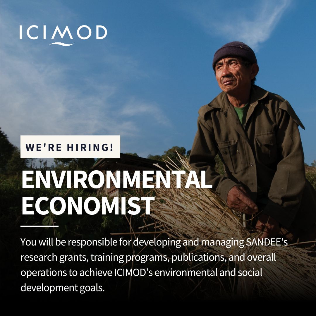 📢Vacancy Announcement: Environmental Economist
Develop research grants, manage training programs, &amp; lead knowledge dissemination to drive environmental &amp; social change in the HKH region.

Apply today: icimod.org/get-involved/v…

#ICIMODJobs #JoinOurTeam #WeAreHiring #JoinOurMission