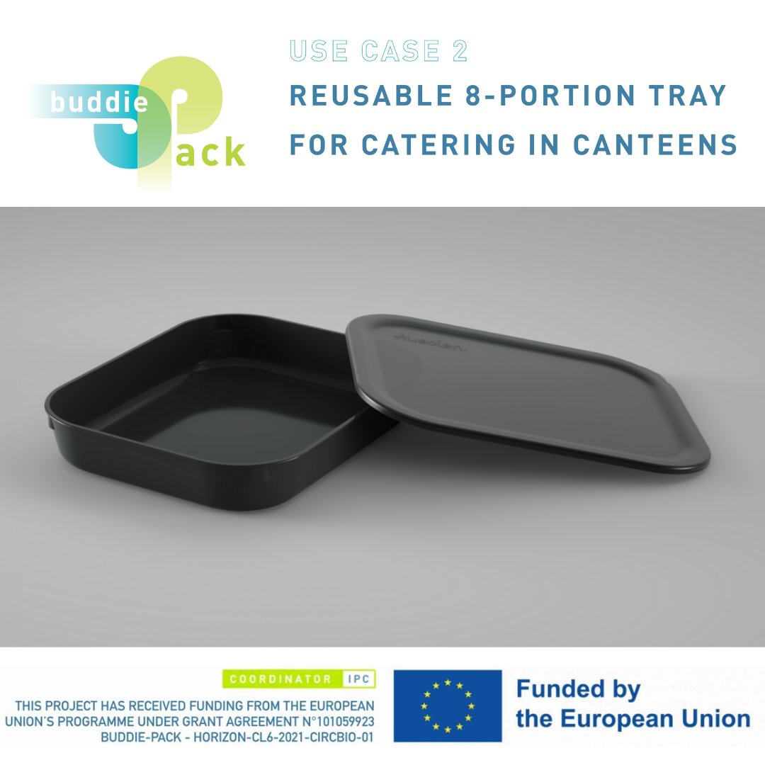Use case 2 is led by AUSOLAN, to develop a reusable multiportion CPET tray and lid, for ready meals, to be used when the amount of portions is small in collective #Catering such as hospitals, nursing homes or canteens in schools. These trays will be reheated in traditional ovens.