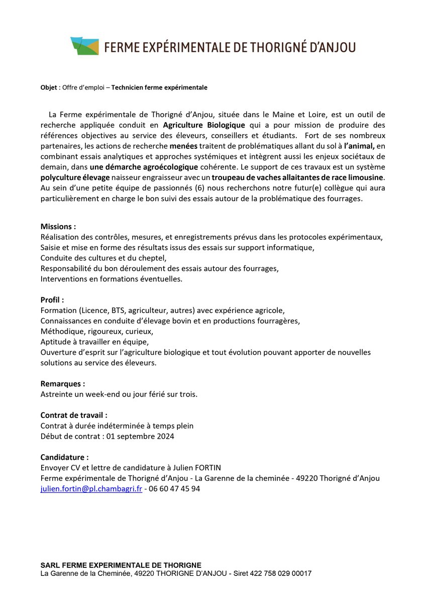 Ferme expérimentale de Thorigné d'Anjou tweet media