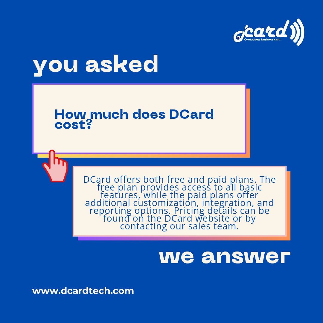DcardAfrica's tweet photo. DCard offers both free and paid plans. The free plan provides access to all basic features, while the paid plans offer additional customization, integration, and reporting options. Pricing details can be found on the DCard website or by contacting our sales team. https://t.co/IqctdTqkk1
