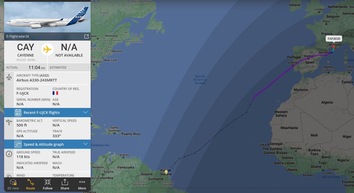 GeraldSeydoux's tweet image. The #Ariane6 airspace is safe with the proven presence of 🇫🇷 french Rafale, probably B 🤔
Yesterday the A330 MRTT has finally returned Istres 🏠
Many military aircraft for Ariane 6 but what for? 👀
It's very important for a country to have a #SpaceProgram. It provides an…