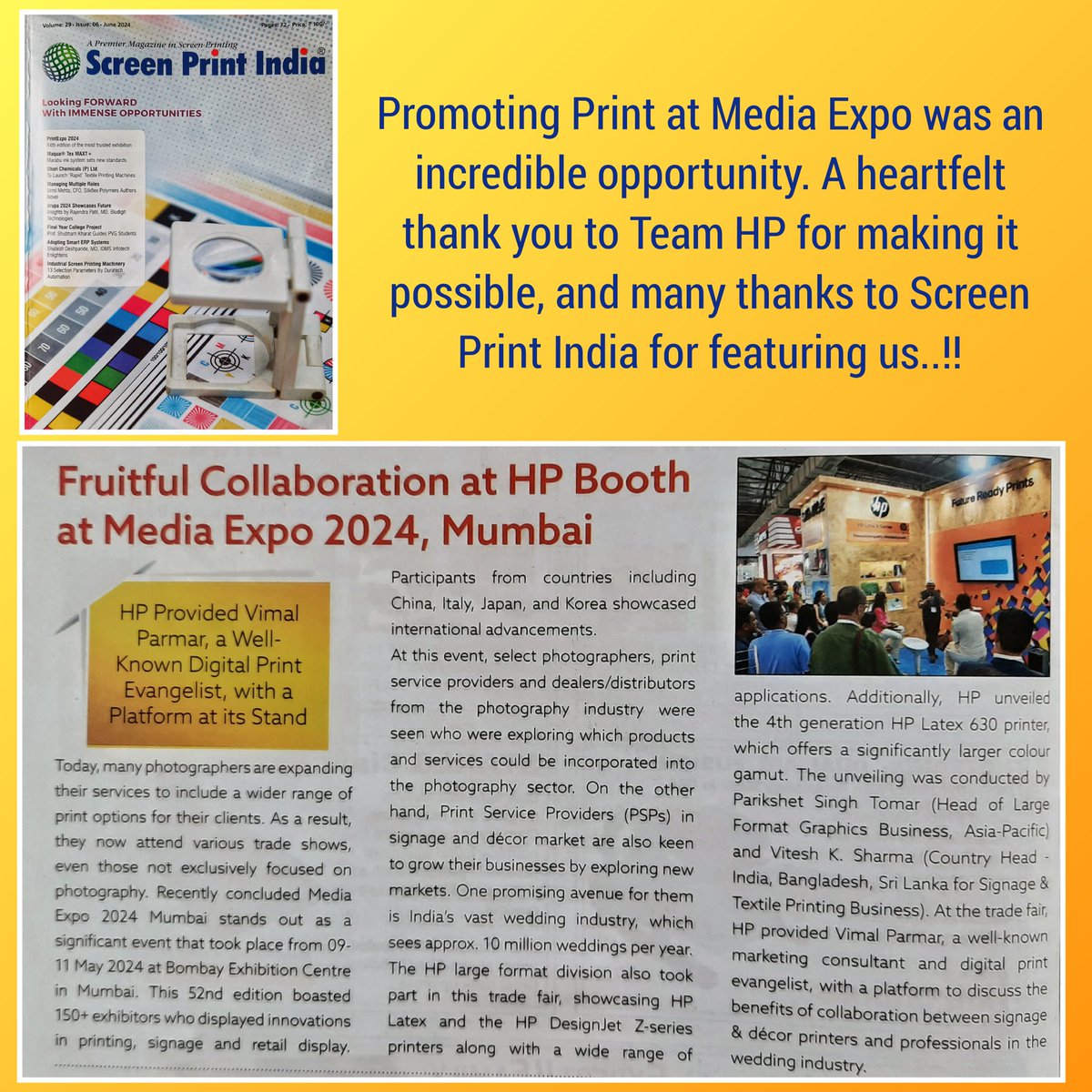 vimal_m_parmar's tweet image. #PrintMedia #MediaExpo #HPTeam #ScreenPrintIndia #PrintingInnovation #PrintPromotion #GraphicDesign #PrintIndustry #PrintMarketing #HPLatex #Printing #Dscoop