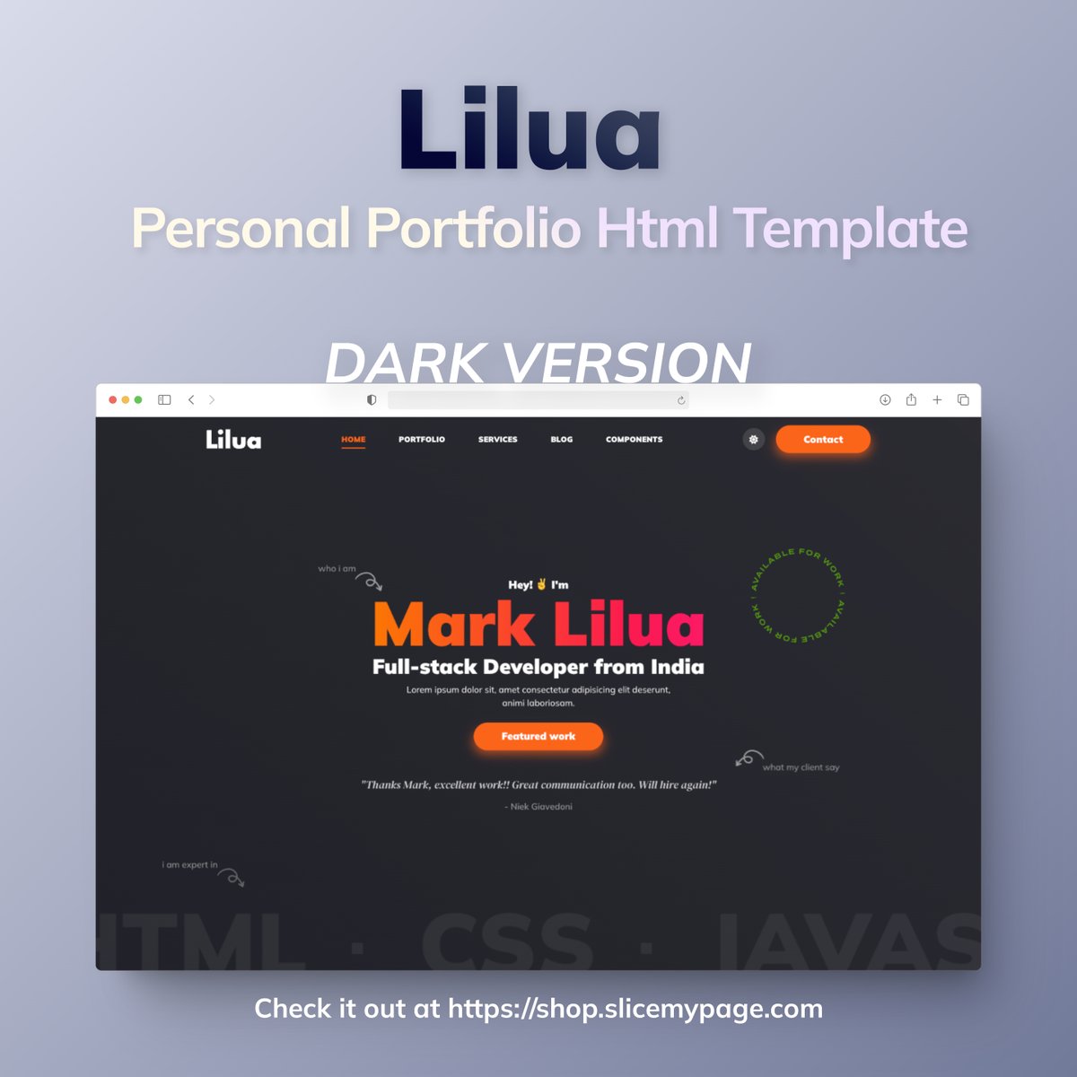 SLICEmyPAGE's tweet photo. 🤩 Exciting News! 🤩

We've released version 2 of our most popular HTML template, 

Lilua - Personal portfolio Html Template! 

Check out the demos here https://t.co/vJiMSJAy1e

Check it out now! https://t.co/s5lRlDyc7V