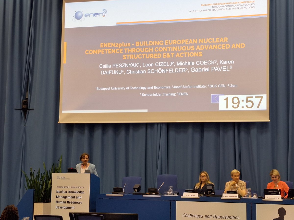 ENENAssociation's tweet photo. Today at the @iaeaorg @IAEANE Conference on #nuclear #knowledge #management and human ressource development #conference , former ENEN president presenting the activities developed in the #ENEN2plus project. #attract #retain #develop @EU_ScienceHub https://t.co/OU1KQrrGNb