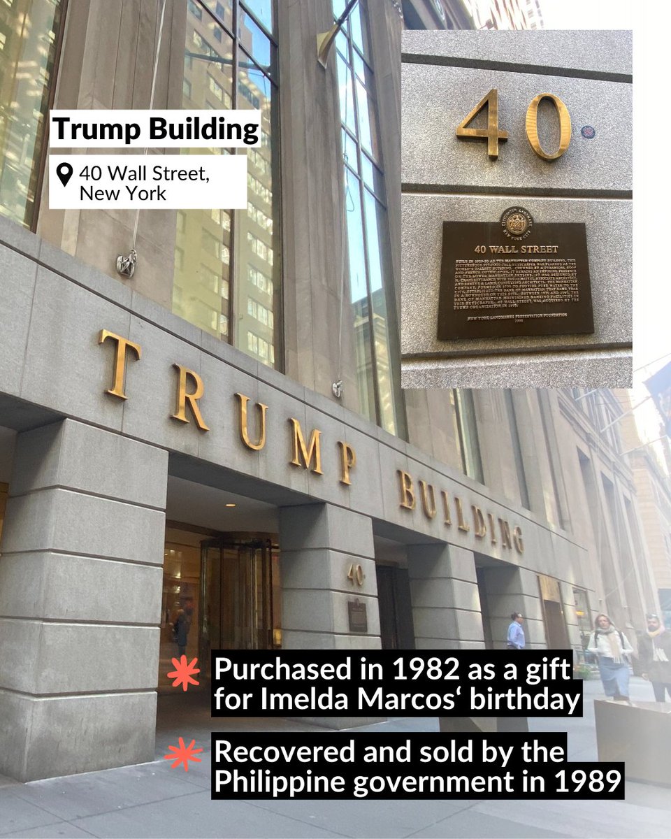 TekaTekaPod's tweet image. In the 80s, Ferdinand Marcos Sr. bought four New York City buildings using public funds as gifts for the first lady.

Read here for fast facts about two of them and learn more when you listen to @BellaPerezRubio's report on Teka Teka: sptfy.com/QWGA