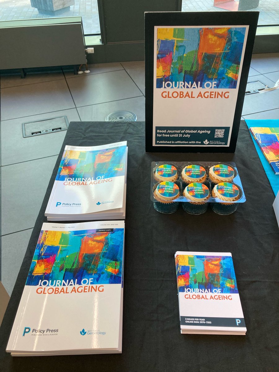 Want to learn more about the Journal of Global Ageing? Join us in the exhibition area at 16:00 to chat with our Editorial Lead <a href="/HydeM1976/">Martin Hyde</a> (there will be cake!)
Visit our website to learn more buff.ly/3XIe8m4 
#BSG2024 <a href="/bsg2024/">BSG2024</a> @britgerontology