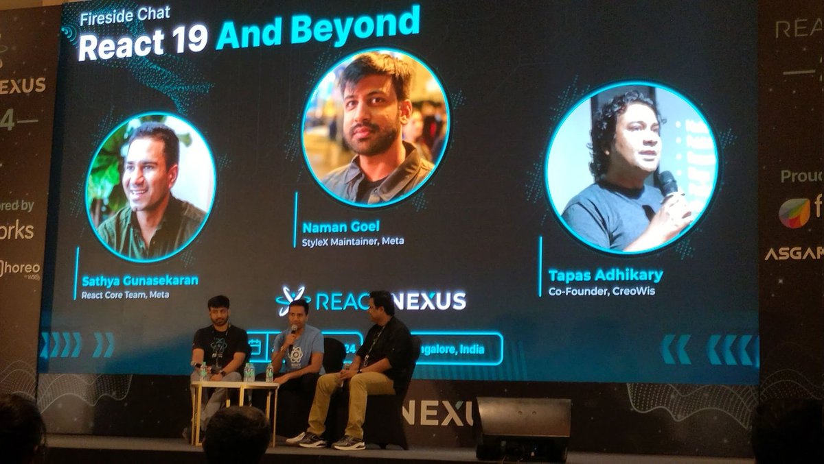 shylessdev's tweet image. In Panel : @_gsathya @naman34
Moderator : @tapasadhikary sir
@ReactNexus #reactnexus #reactnexus2024