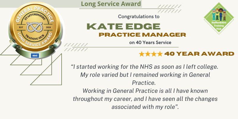 StaffsTH's tweet photo. The @StaffsTH has proudly launched the Staffordshire General Practice Long Service Awards! Read all about our next long server! #GPLongService https://t.co/AYwetm0btF