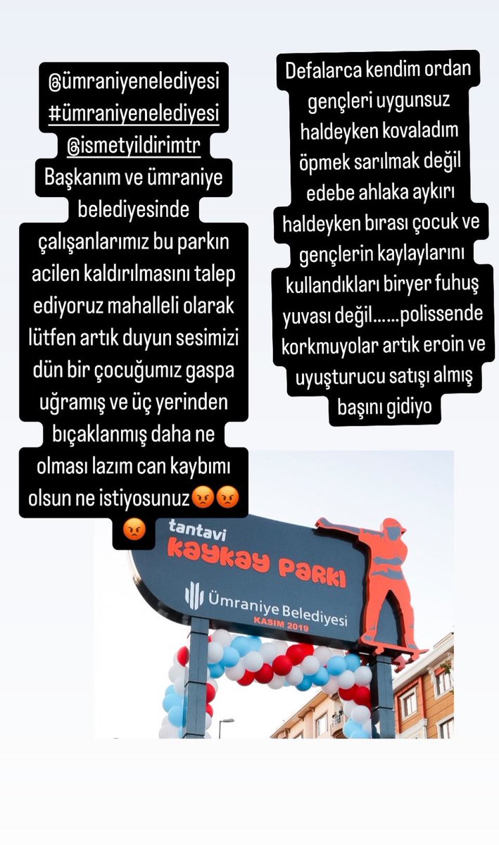 ozlembas74's tweet photo. @umraniyebeltr 
@ismetyildirimtr 
@AkUmraniye 
@TC_Umraniye 
@istanbul_EGM 
Artık prosedürlerle uğraşmak istemiyoruz kesin çözüm istiyoruz😡😡😡 https://t.co/qnZt6MpKj9
