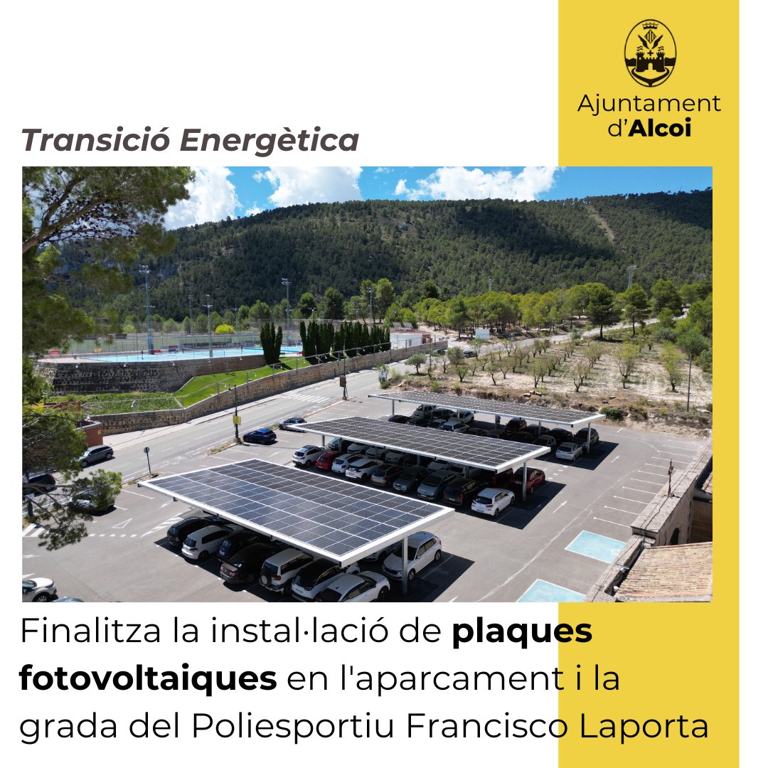 🔋🔌 La potència instal·lada és de 135 kW per la qual cosa l'estalvi econòmic, s’estima que serà d’uns 45.000 euros a l’any.

🔗 alcoi.org/ca/portal/noti…

#Alcoi