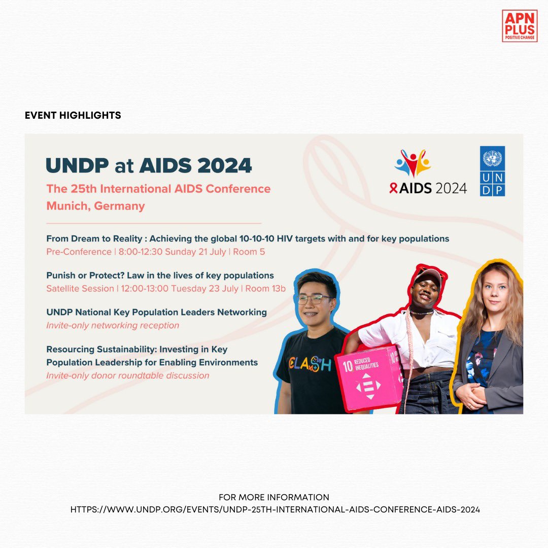 apnplus_'s tweet photo. In just a few weeks, #SCALEInitiative grantees will be at the 25th International AIDS Conference in Munich! Theyβll be part of amazing @UNDPasiapac events. Check out the details on the poster.
#APNPlus #AIDS2024 #UNDP https://t.co/udMFOgO4F4