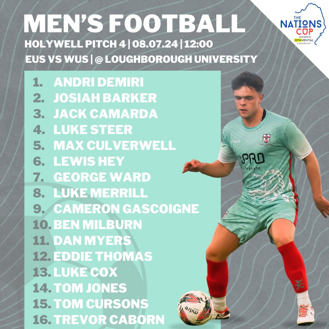 English Universities Sport (@engunisport) on Twitter photo 🏆⚽️| The Nations Cup x <a href="/gymrentalco/">gymrentalco</a>
Introducing your first match day squad for The Nations Cup 🔒
📅 Monday 8 July
⏰ 12pm
🏟️ @lborosport Holywell Pitch
♥️🤍 🏆⚽️| The Nations Cup x <a href="/gymrentalco/">gymrentalco</a>
Introducing your first match day squad for The Nations Cup 🔒
📅 Monday 8 July
⏰ 12pm
🏟️ @lborosport Holywell Pitch
♥️🤍