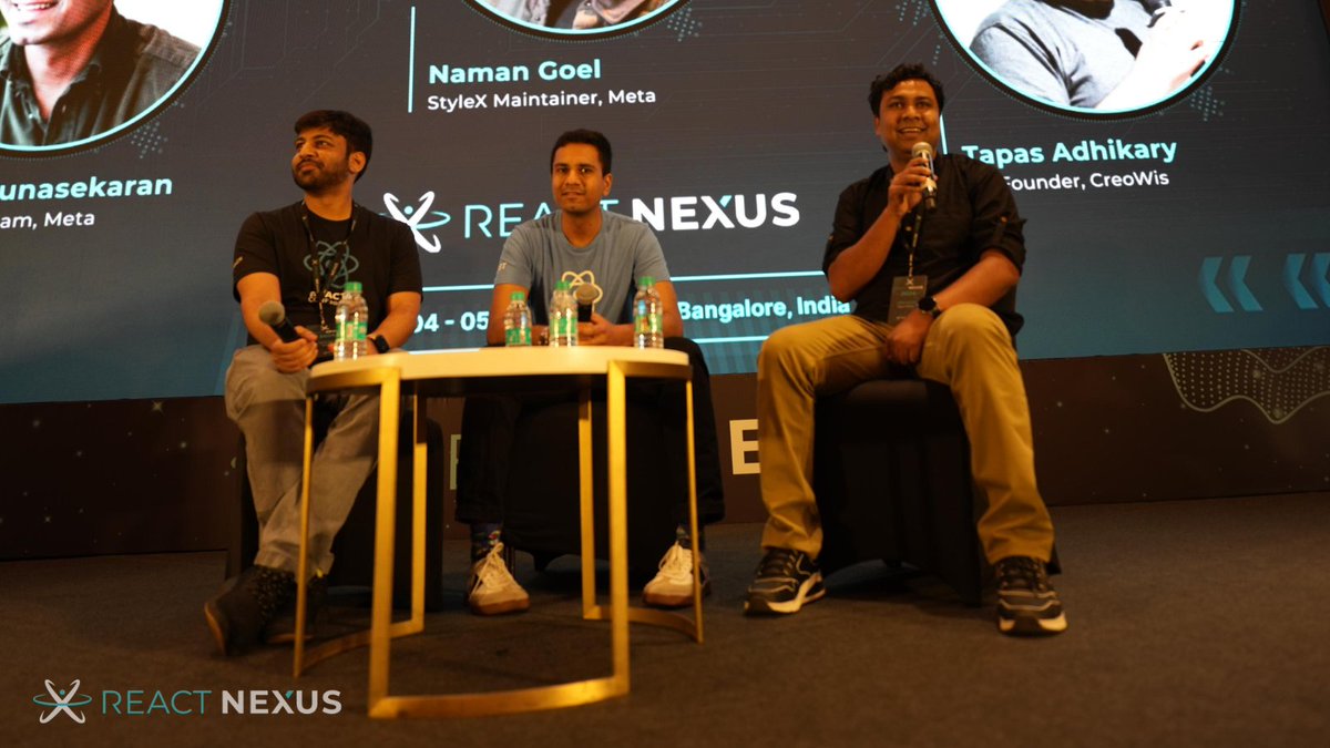 React Nexus (@reactnexus) on Twitter photo We have <a href="/_gsathya/">Sathya Gunasekaran</a>, <a href="/naman34/">Naman</a>, and <a href="/tapasadhikary/">Tapas Adhikary | tapaScript</a> the unparalleled trio having a panel discussion about React 19 and Beyond WOAH!!!!!!!๐ฏ๐คฏ
#ReactNexus2024 #ReactNexus We have <a href="/_gsathya/">Sathya Gunasekaran</a>, <a href="/naman34/">Naman</a>, and <a href="/tapasadhikary/">Tapas Adhikary | tapaScript</a> the unparalleled trio having a panel discussion about React 19 and Beyond WOAH!!!!!!!๐ฏ๐คฏ
#ReactNexus2024 #ReactNexus