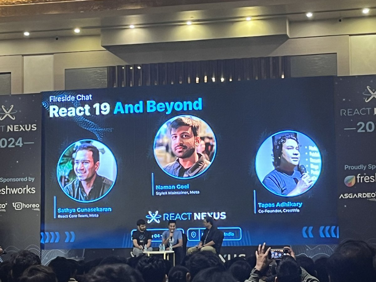 chetan_raj's tweet image. This Fireside Chat is 🔥 learn more about React 19, React Compiler and StyleX..
#ReactNexus #ReactNexus2024