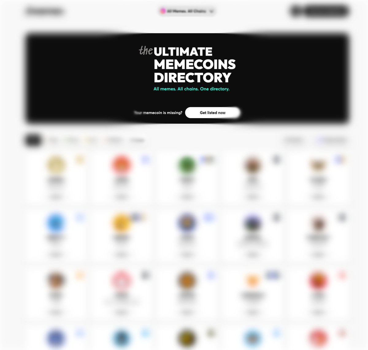 slashmemes_io's tweet photo. /memes, the ultimate #memecoins directory is about to launch.

All Memecoins 🐶����🐱🐔🔥
All Chains
One Directory

Are you ready? 👀