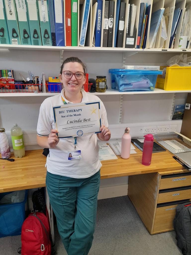 Brain Injury Unit π§ (@uhlbiu) on Twitter photo Belated congratulations to our Senior OT Lucinda for her Star of the Month award for May for her development of PDoC Pathway and Sensory Intervention Plans πππ sponsored by Tesco gherkins π <a href="/uhltherapy/">uhltherapy</a> <a href="/Leic_hospital/">Leicester's Hospitals</a> Belated congratulations to our Senior OT Lucinda for her Star of the Month award for May for her development of PDoC Pathway and Sensory Intervention Plans πππ sponsored by Tesco gherkins π <a href="/uhltherapy/">uhltherapy</a> <a href="/Leic_hospital/">Leicester's Hospitals</a>