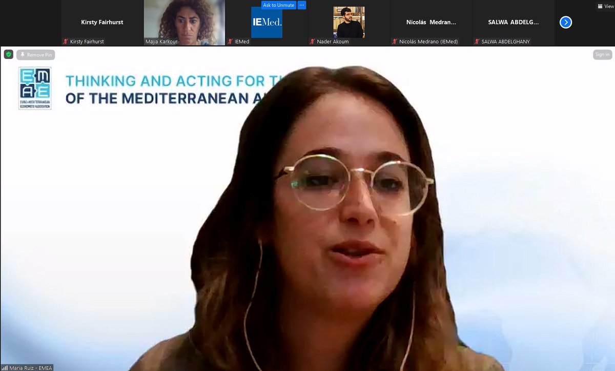 creact4med's tweet photo. The final #CREACT4MED Regional Alumni Network Event on Fostering #SDGs through #CCI #Entrepreneurship in the Mediterranean is underway!
The session is led by Maya Karkour #CircularEconomy Specialist and was opened by Senior PM Maria Ruiz @EMEAorg, organised by @IEMed_ https://t.co/fXIksSWuEM