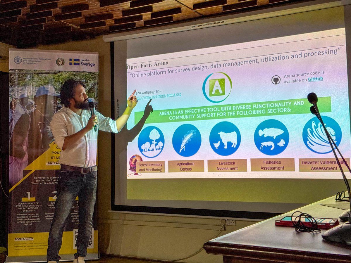 OpenForis's tweet image. FAO &amp;amp; @csirforig workshop on #ForestData &amp;amp; drivers for deforestation with 60 experts from 15 @ecowas_cedeao countries in #Ghana. 🌳
Arena training conducted to enhance forest data processing⚠️Sierra Leone to use #Arena &amp;amp; #ArenaMobile for their upcoming national forest inventory!