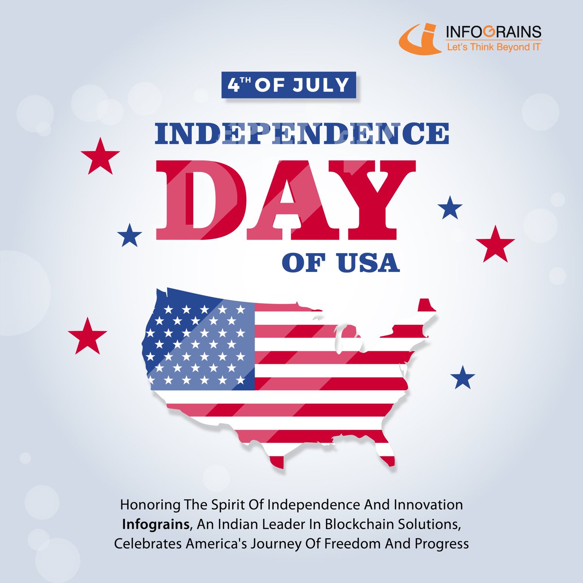 Happy 4th of July from Infograins 🇺🇸

Celebrating the spirit of independence and innovation.

As a leading Indian blockchain solutions provider, we honor America's journey of freedom and progress.

#4thOfJuly #IndependenceDay #USA #Infograins #BlockchainInnovation
