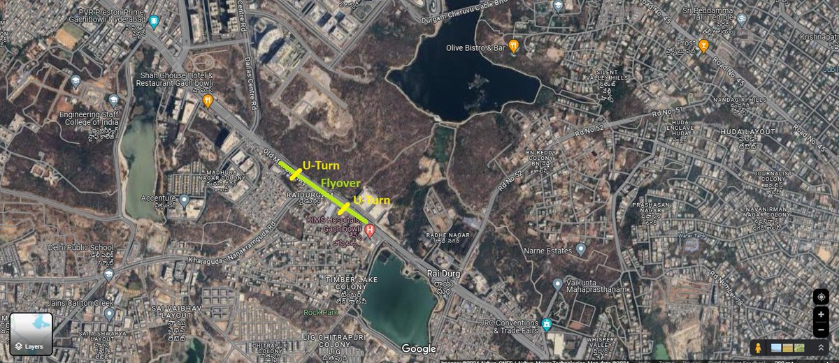 RobinHoodHyd's tweet photo. Day by day traffic jam is increasing near #Raidurgam signal inspite of having service roads on either sides. It would be beneficial if a flyover is built starting from KIMS to Raidurgam PS &amp; keep U-turns under flyover &amp; close junction signal like what is done near Dargah signal https://t.co/wiotbJGZZL