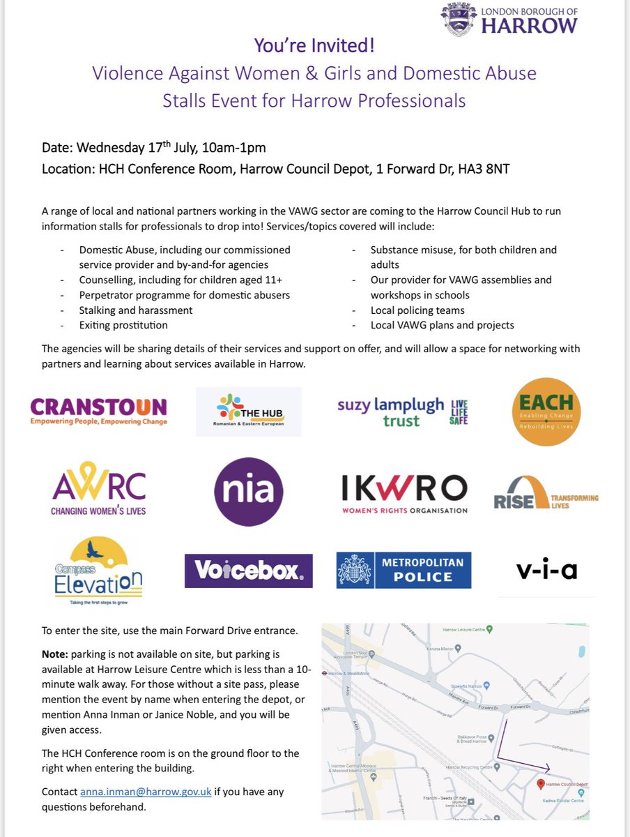 Do you work with young people &amp; want to learn about what local services and support there is for Violence Against Women &amp; Girls and Domestic Abuse?

Join this event for professions on 17th July 10am-1pm (drop in)

Details in the invite… 

<a href="/harrow_council/">London Borough of Harrow</a>