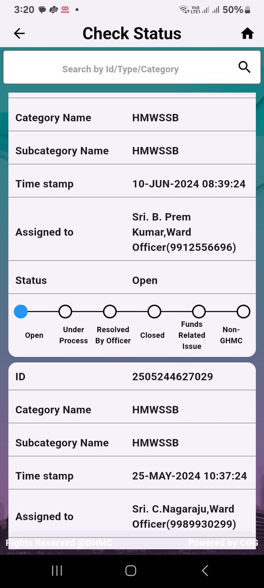 Two tickets are open from almost a month, with no action. <a href="/GHMCOnline/">GHMC</a> <a href="/hmwssbgmom4/">Zamil Althaf Hussain-GM(E)O&M,Div.4, HMWSSB.</a> @hmwssb <a href="/ZC_SLP/">ZONAL OFFICE, SERILINGAMPALLY- GHMC</a> <a href="/CommissionrGHMC/">Commissioner GHMC</a>
