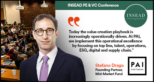PAIpartners's tweet photo. Stefano Drago, a Founding Partner in PAI’s Mid-Market Fund, returned for a panel on operational excellence at INSEAD's PE &amp; VC Conference where he highlighted the impact of PAI’s Portfolio Performance Group, who focus on top line, talent, operations, ESG, digital &amp; supply chain https://t.co/WAdCKC1NSJ