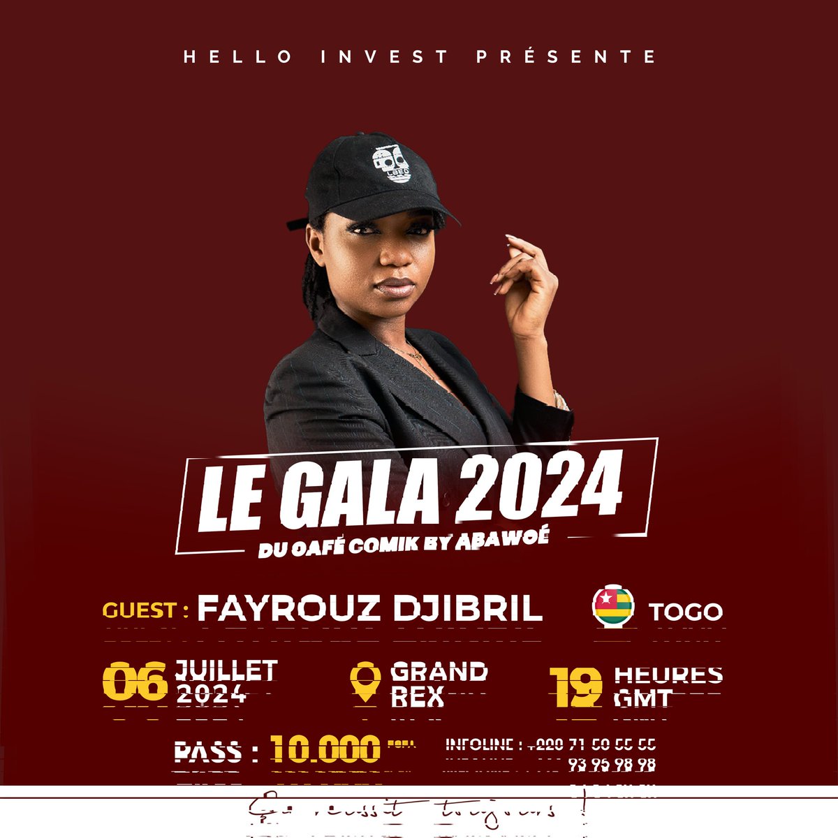 Fayrouz Djibril du Togo 🇹🇬 sera avec nous ce 6 Juillet au GrandRex de Lomé.

#Abawoe #CafeComikByAbawoé #Gala2024  #Humour #Standup #ComedyClub #grandrex  #HelloInvest #lecafécomik <a href="/HyacintheATTA/">Hyacinthe ATTA</a> @togocom_tg