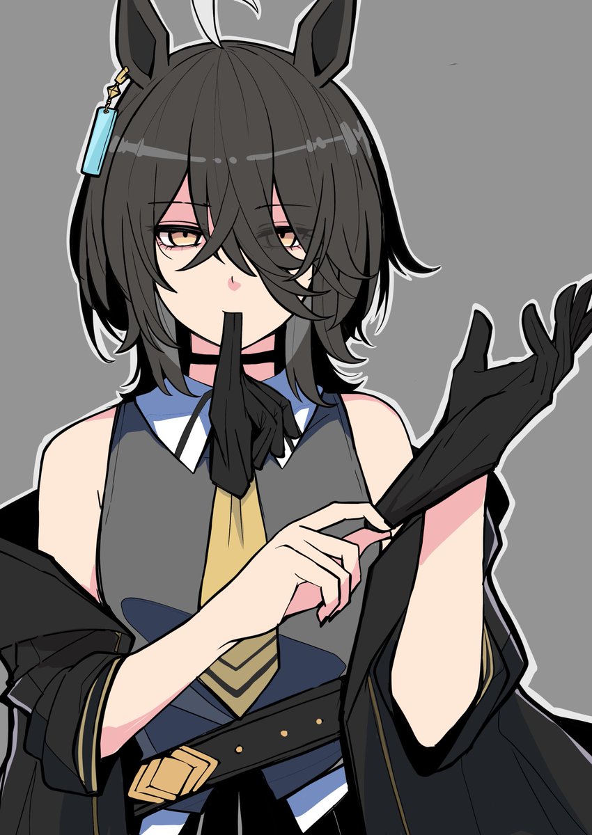 KAWAUTI919's tweet image. ウルフカットマンハッタンカフェの絵です