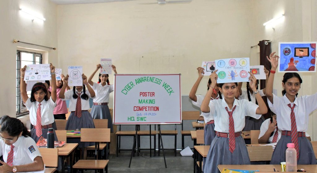 SWComd_IA's tweet photo. A poster-making competition was organised by #SaptaShaktiCommand for students of #ArmyPublicSchool, Jaipur as part of #CyberAwarenessWeek.
The students showcased their creativity & awareness of digital safety issues. The event was organised to educate & engage young minds in understanding the importance of safeguarding personal information online and the risks associated with cyber threats.
#IndiaArmy
#TechAbsorption
#CyberAwareness
#PosterMaking
@adgpi
@HQ_IDS_India
@IndianCERT
@Cyberdost