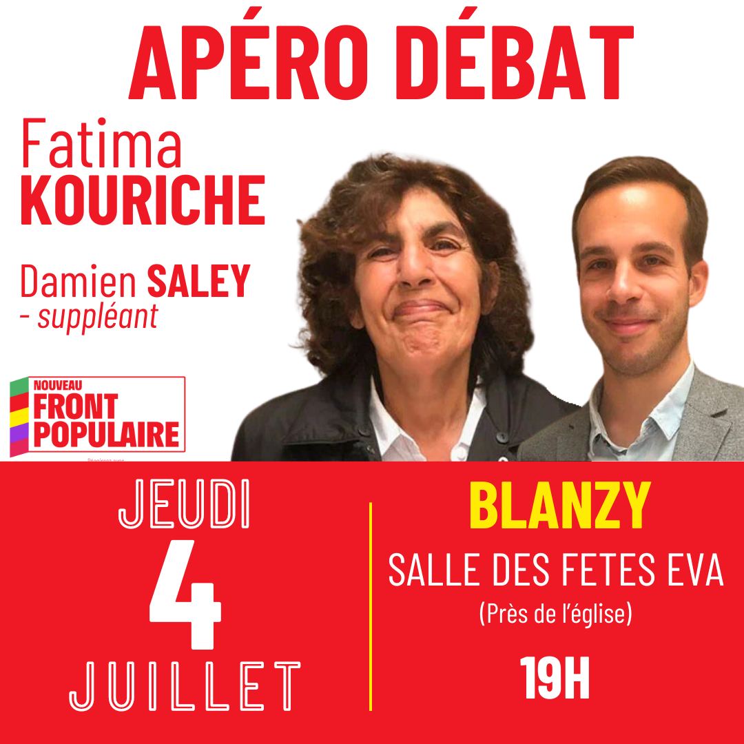 FatimaKouriche's tweet photo. J-3 avant les #législatives2024 ! Je serai à la salle des fêtes de Blanzy, ce soir à 19h, pour un apéro-débat !

Venez pour échanger autour du programme :

- Défendre la retraite et le pouvoir d’achat
- Financer l’éducation
- Protéger notre agriculture
- Garantir notre sécurité https://t.co/FKA3eecJJ0