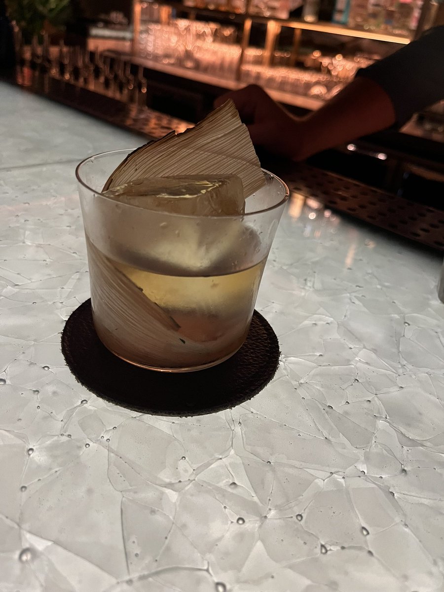 The Elote Old Fashioned - with <a href="/OldDuffGenever/">Old Duff Genever</a> , <a href="/MichtersWhiskey/">Michter's Distillery</a> bourbon, elote liqueur, blue corn and smoked hay - at London’s Viajante87 is incredible. #genever #realdutchgenever
