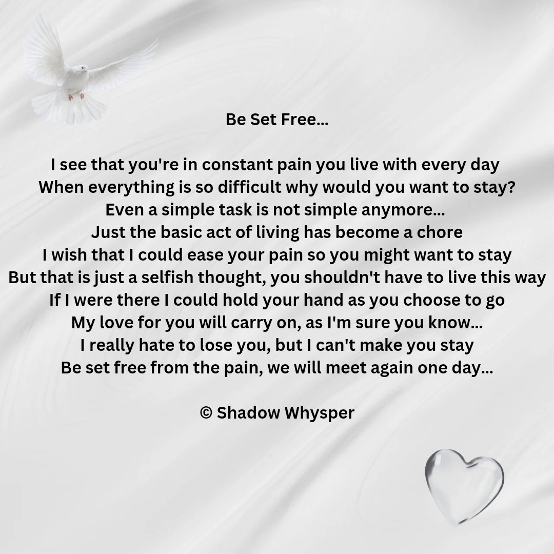 ShadowWhysper's tweet photo. Don't get me wrong, suicide is tragic and not to be taken lightly.. Especially when it can be prevented in so many cases.. However, it is not always  black and white.. there is a definite gray zone for me.. #BeSetFree #Suicide #FreedomFromThePain #MAID https://t.co/2cCbC7AHGS