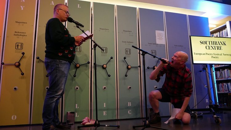 SJ Fowler (@stevenjfowler) on Twitter photo If ever two pictures summed up the <a href="/europepoetfest/">European Poetry Festival</a> ... last night <a href="/natpoetrylib/">National Poetry Library</a> with brilliant Norwegian poets <a href="/Norwegianbooks/">NORLA Norwegian Literature Abroad</a> <a href="/NorwayinUK/">Norway in the UK</a> with <a href="/gravkapell/">Endre Ruset</a> <a href="/badbadpoet/">James Knight</a> <a href="/lcosinger/">Lavinia Singer</a> <a href="/vildebtorset/">vilde bjerke torset</a>. All performances here europeanpoetryfestival.com/norway24 If ever two pictures summed up the <a href="/europepoetfest/">European Poetry Festival</a> ... last night <a href="/natpoetrylib/">National Poetry Library</a> with brilliant Norwegian poets <a href="/Norwegianbooks/">NORLA Norwegian Literature Abroad</a> <a href="/NorwayinUK/">Norway in the UK</a> with <a href="/gravkapell/">Endre Ruset</a> <a href="/badbadpoet/">James Knight</a> <a href="/lcosinger/">Lavinia Singer</a> <a href="/vildebtorset/">vilde bjerke torset</a>. All performances here europeanpoetryfestival.com/norway24