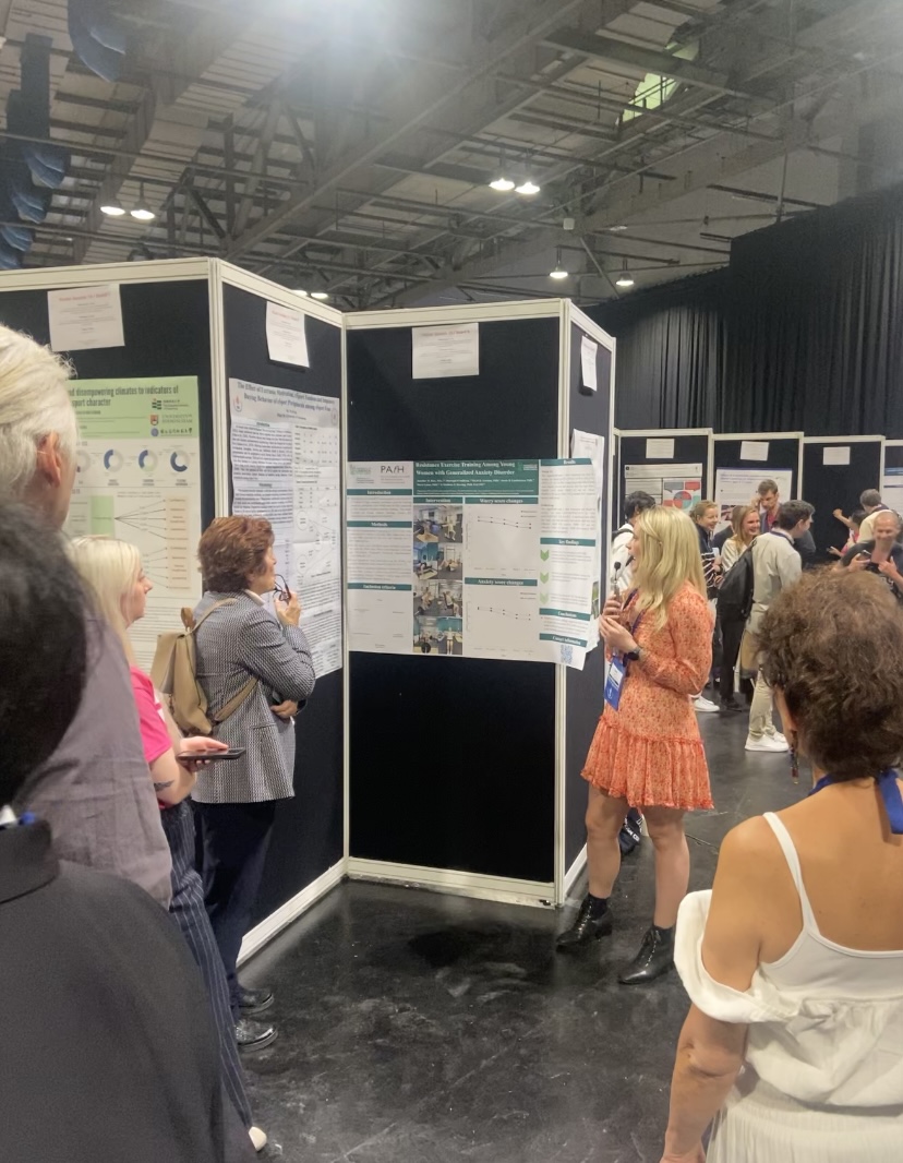 Proud to have presented our promising preliminary findings at the <a href="/E_C_S_S/">ECSS</a> in Glasgow! I presented our results from our RCT on the effects of resistance exercise training on worry and anxiety symptoms amongst young women with AGAD! <a href="/mph8/">Dr. Matthew P. Herring, PhD, FACSM</a> <a href="/MarkLyonsUL/">Mark</a> <a href="/Darragh_Sully/">Darragh O’Sullivan</a>