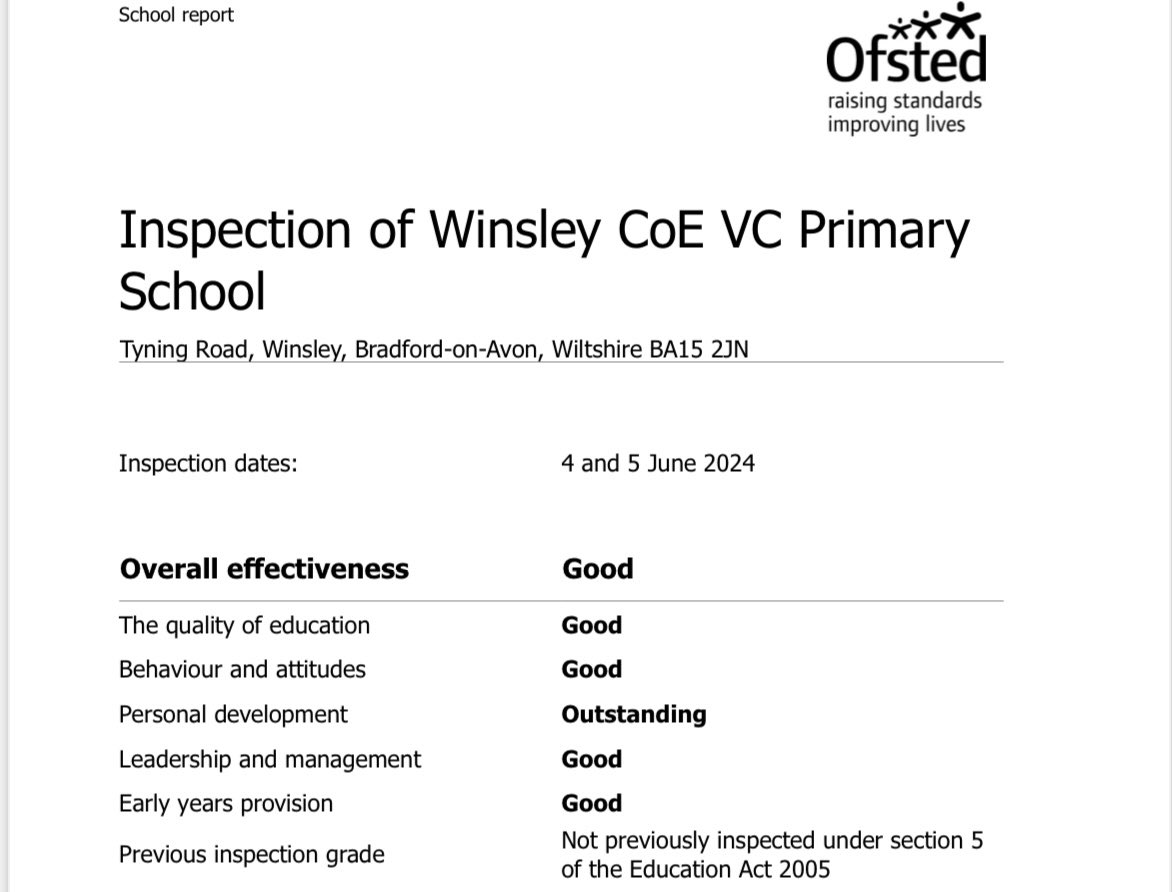 WinsleySchool's tweet image. Today our final Ofsted report was published and we are thrilled to be able to share it with our community. A proud moment for us all. @PalladianTrust