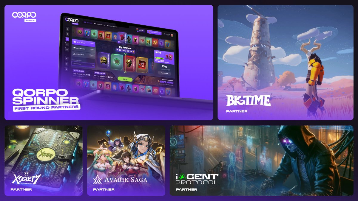 QORPOworld's tweet image. Win assets worth thousands with QORPO Spinner, the first reward protocol with on-chain validations to ensure transparency!     

Top-tier partners as @playbigtime, @xocietyofficial, @avariksaga and @iAgentProtocol are jumping on board to bring exclusive rewards in the first round…