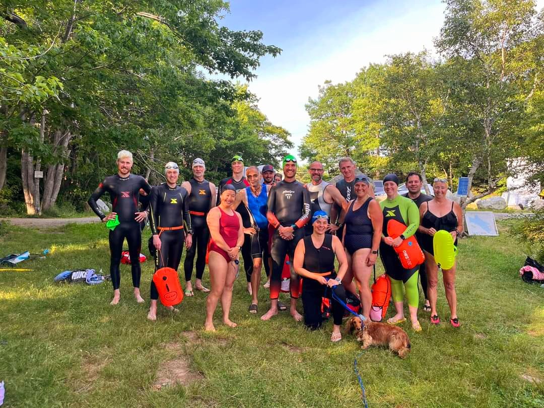 A great turnout at our open water swim session at Long Lake. Doughnuts for treats after.