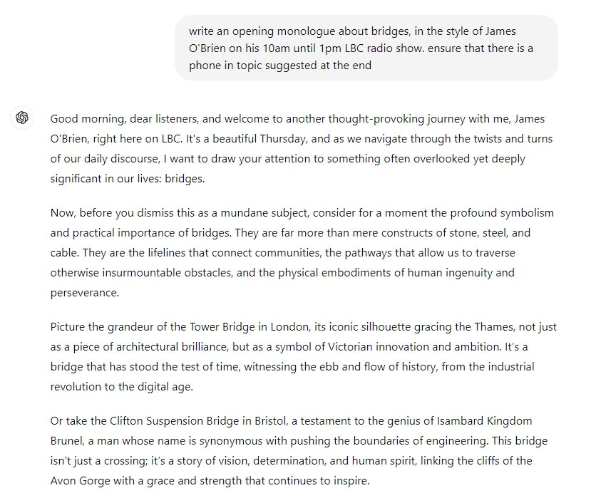 RobMorton843's tweet photo. @mrjamesob here you go! @LBC #openingmonologue #bridges https://t.co/6s1OHeOdet