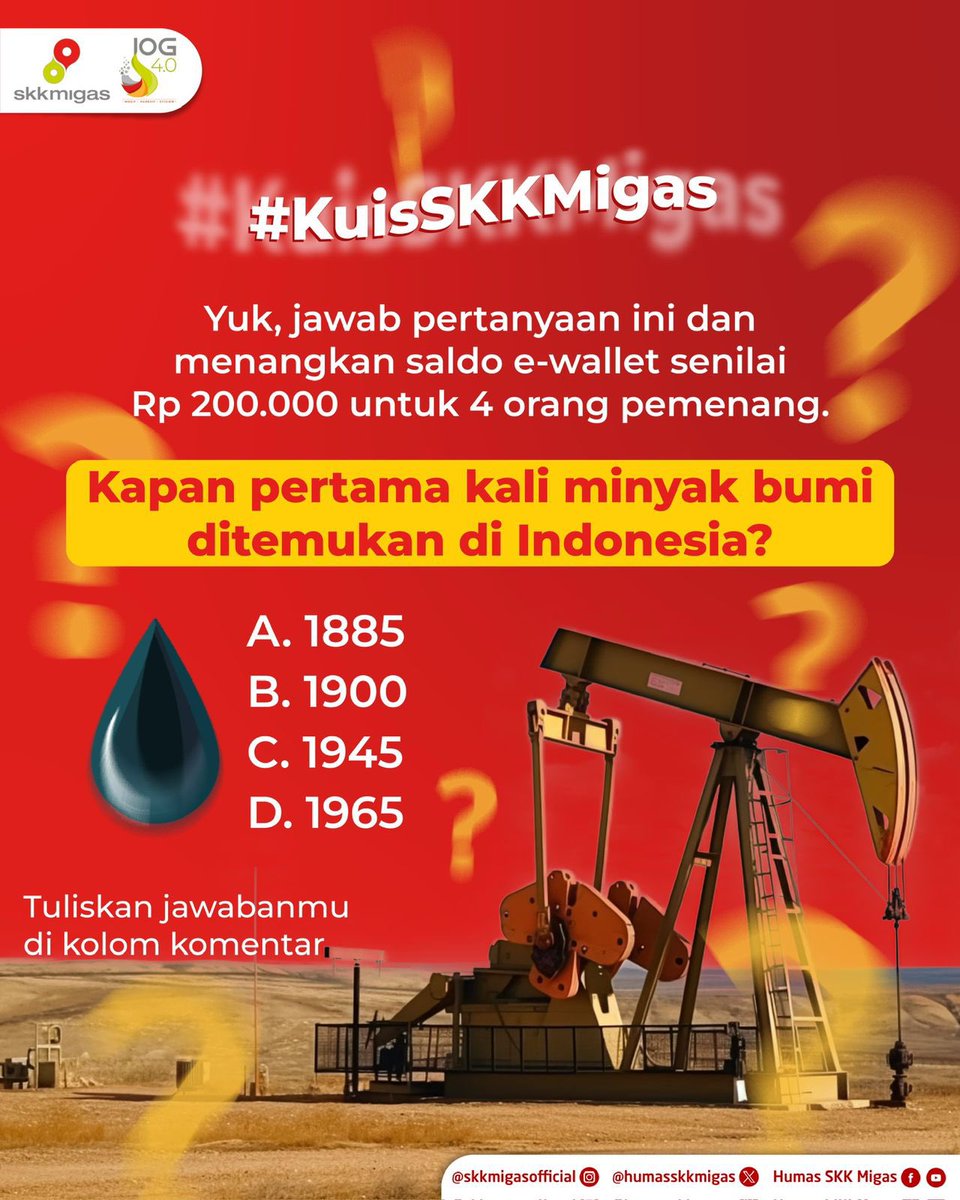 humasskkmigas's tweet photo. Liat saldo ATM bikin mata pedih, SKK Migas ada kuis jadi jangan sedih!🥰

SKK Migas lagi nyari 4 orang yang bisa jawab pertanyaan #KuisSKKMigas nih. Yuk, jawab pertanyaannya dan dapatkan hadiahnya, Sobat!✨ https://t.co/VdGo0sBH07