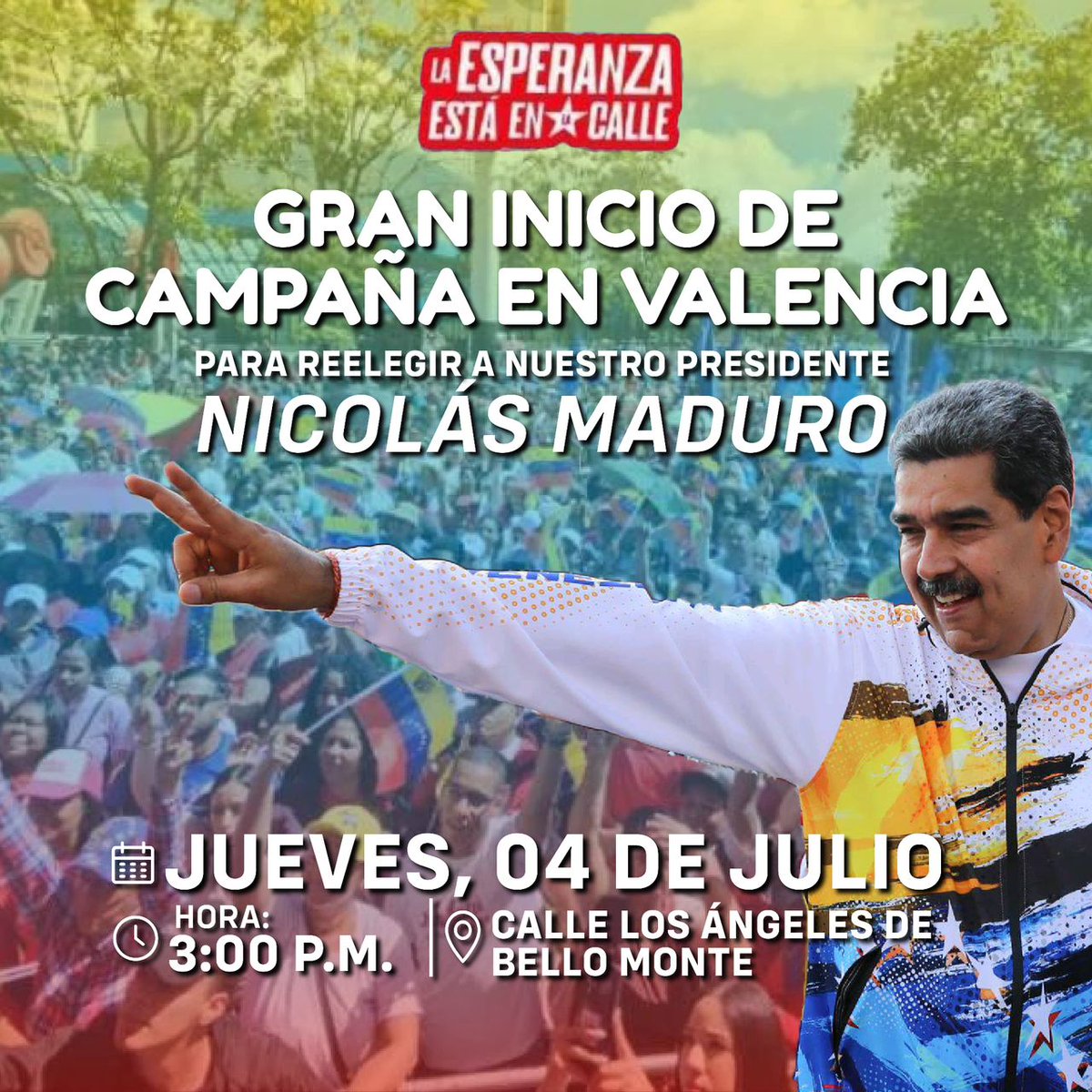 #VenezuelaVaConTodo En defensa de la Paz, de la Familia y de la Prosperidad
 Convoca y asiste. <a href="/PartidoPSUV/">PSUV</a> <a href="/NicolasMaduro/">Nicolás Maduro</a> <a href="/dcabellor/">Diosdado Cabello R</a>