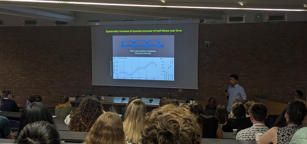 LEC Reefs (@lecreefs) on Twitter photo Now <a href="/ReefJav/">Javier González</a> takes #ecrs2024 through disturbance history of the Great Barrier Reef: have classic macroecological patterns changed? coral composition change to Pocillopora assoc. with + turnover and - richness in fishes 🐟🐠🪸 Now <a href="/ReefJav/">Javier González</a> takes #ecrs2024 through disturbance history of the Great Barrier Reef: have classic macroecological patterns changed? coral composition change to Pocillopora assoc. with + turnover and - richness in fishes 🐟🐠🪸