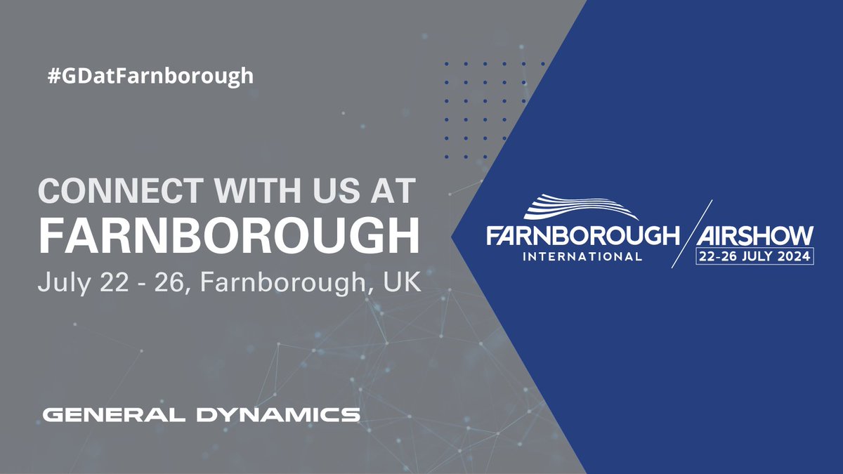 gduknews's tweet photo. Will you be attending @FIAFarnborough this month? Make sure you visit our stand (Hall 1 1300) to meet the team and find out more about our next-generation mission computing systems: https://t.co/o7x18IF0h6
#GDUKinnovation #GDatFarnborough #GDUKevents https://t.co/1eA8z8ukK7