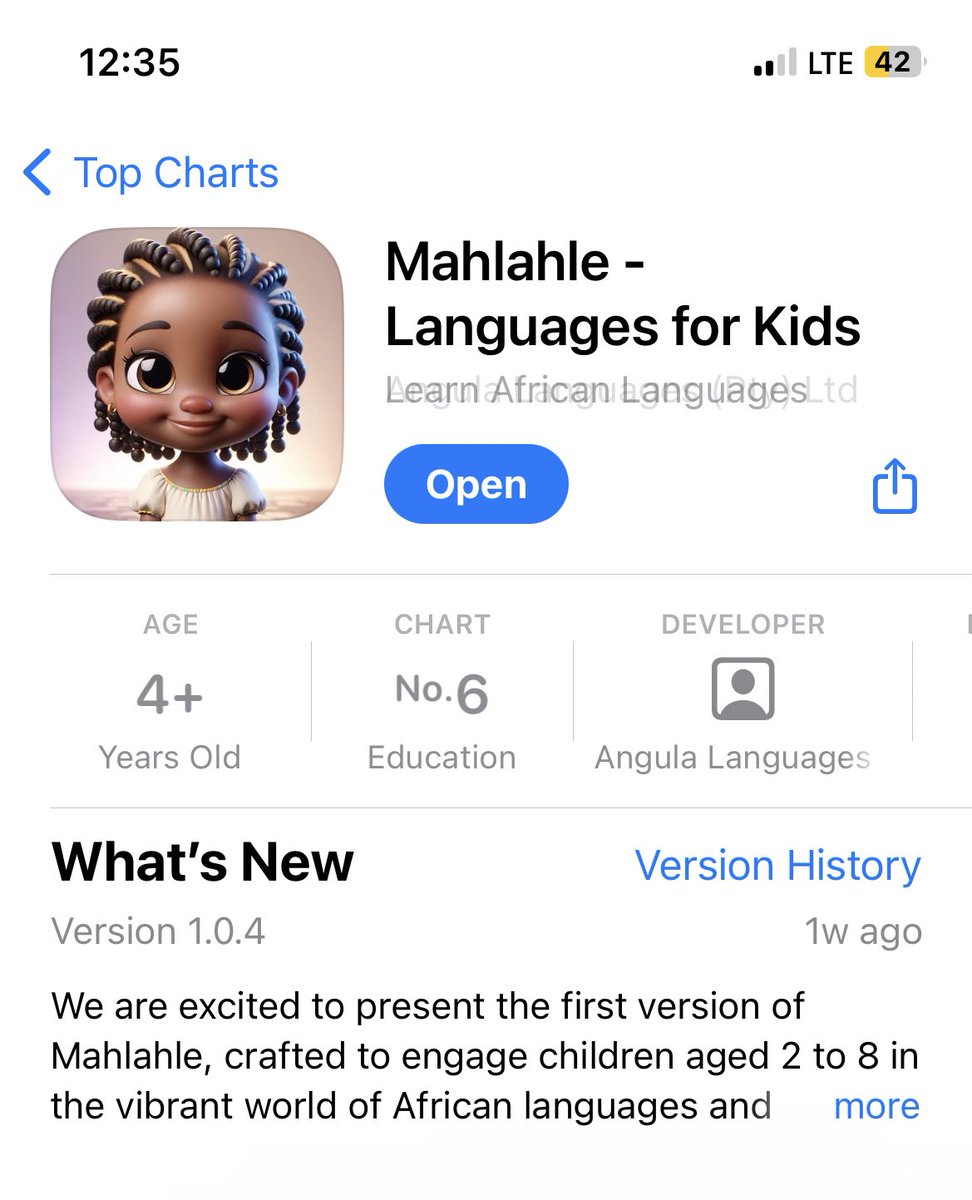 Mukondli's tweet photo. I am super excited to see Mahlahle trending on Apple AppStore. The app is barely 4 days old. https://t.co/Oc9bVg1lS4 🪐 https://t.co/WLYevRbOOM