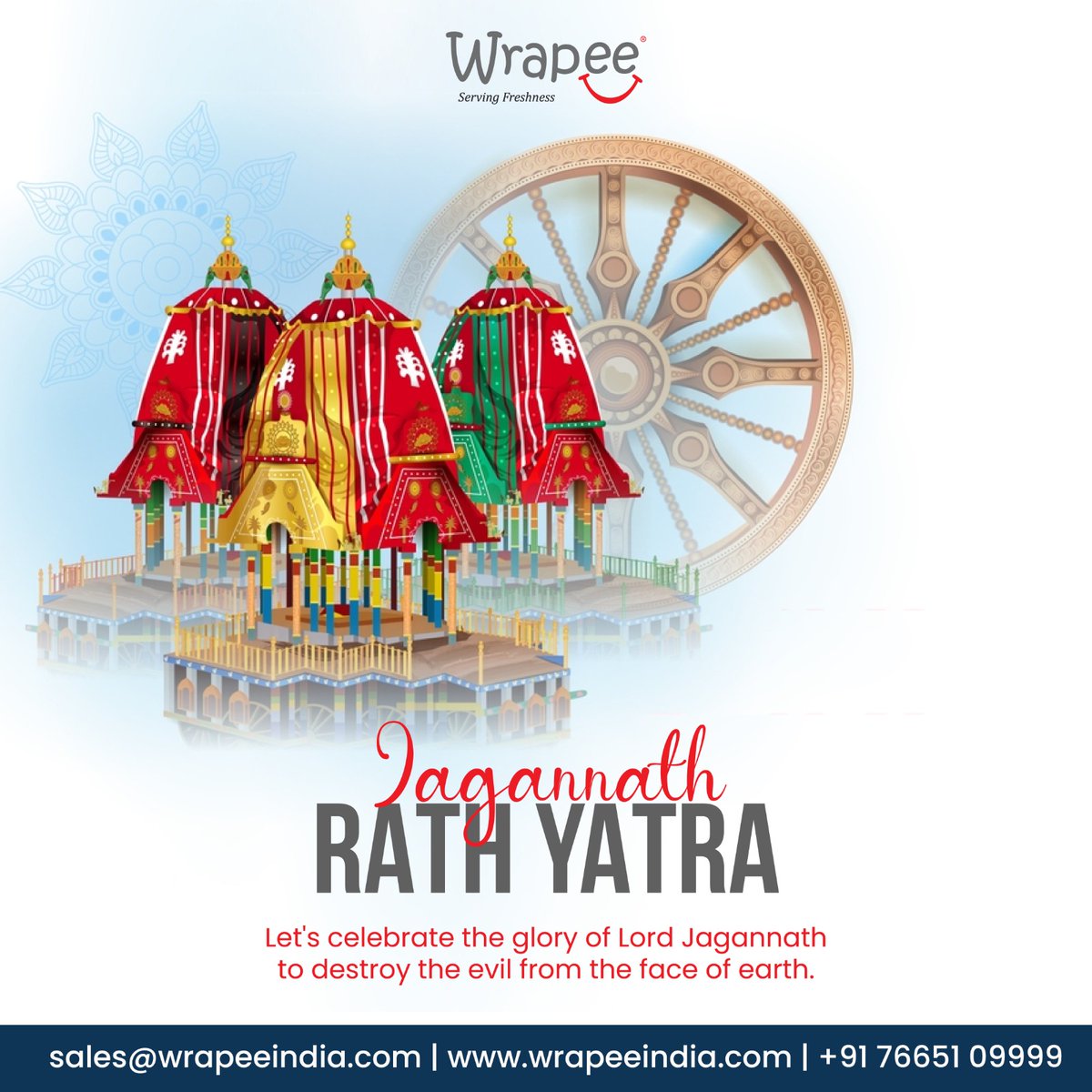 wrapeeindia's tweet photo. Embrace the divine blessings of Lord Jagannath this Rath Yatra, as our nation strides towards greater prosperity and unity.

#wrapeeindia #RathyatraAhmedabad #AhmedabadRathyatra #JaiJagannath #CelebratingRathyatra #RathyatraFestival #RathyatraPuraFelicitation https://t.co/ikTpXMfjBW