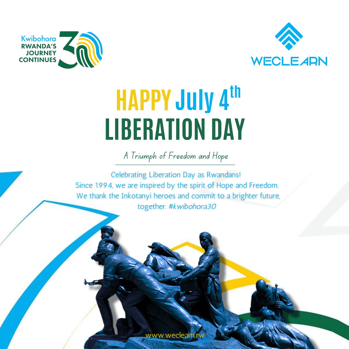weclearn's tweet photo. Happy #Kwibohora30! 30 years of freedom and hope in Rwanda. Honoring the inkotanyi heroes. #LiberationDay #Rwanda https://t.co/hAFO24JDVN